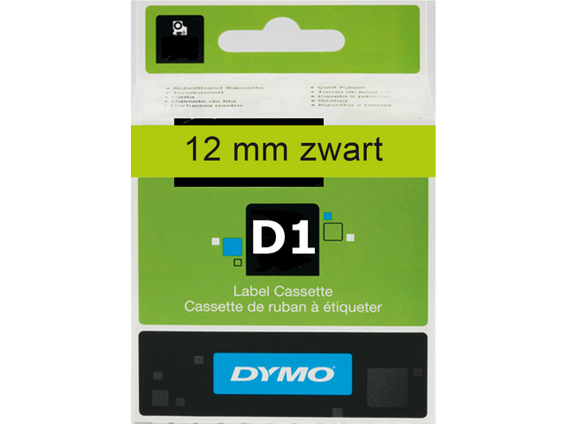 Labeltape dymo 45019 d1 720590 12mmx7m zwart op groen