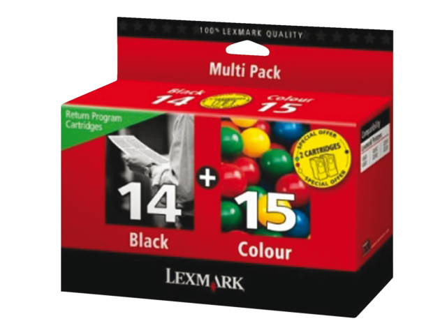 Inkcartridge lexmark 80d2979 14 + 15 zwart + kleur