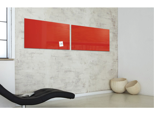 Glasbord sigel magnetisch 910x460x15mm rood