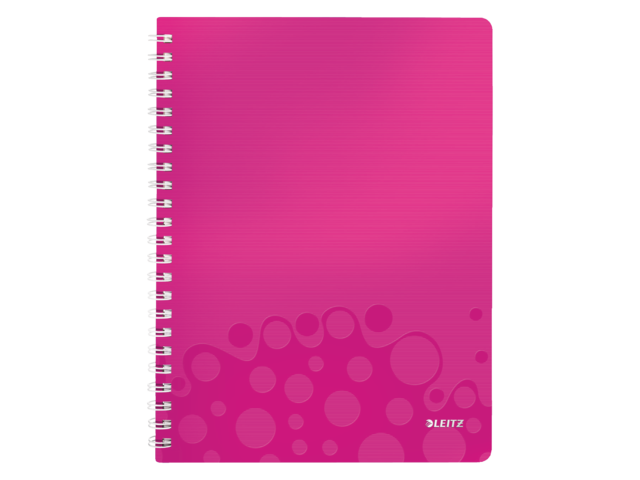 Notitieboek leitz wow a4 spiraal pp lijn roze