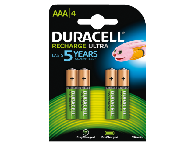 Batterij oplaadbaar duracell 4xaaa 850mah ultra