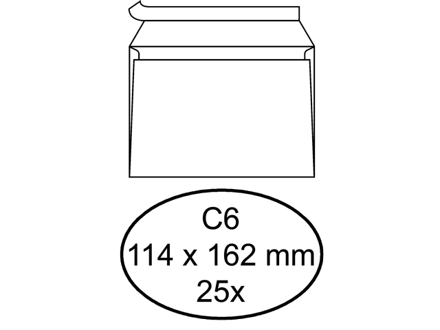 Envelop quantore bank c6 114x162mm zelfklevend wit 25stuks