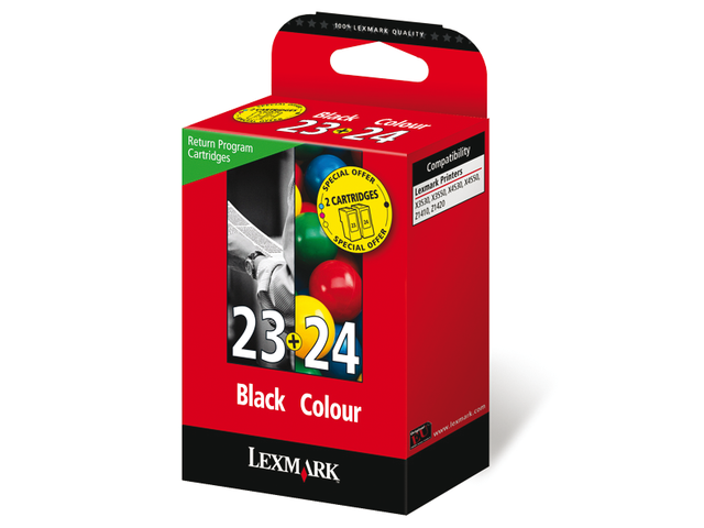 Inkcartridge lexmark 18c1419e 23 + 24 prebate zwart + kleur
