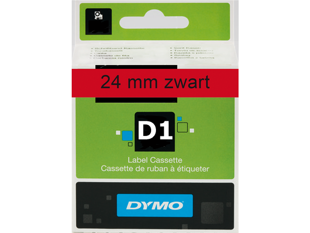 Labeltape dymo 53717 d1 720970 24mmx7m zwart op rood