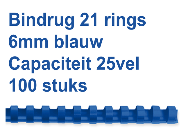 Bindrug gbc 6mm 21rings a4 blauw 100stuks