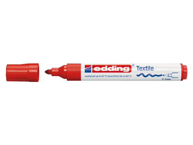 Viltstift edding 4500 textiel rond rood 2-3mm