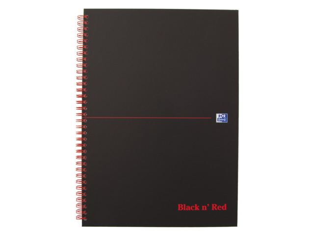 Notitieboek oxford black and red a4 96vel ruit 5mm ass.