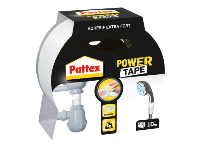 Plakband pattex power tape 50mmx10m wit