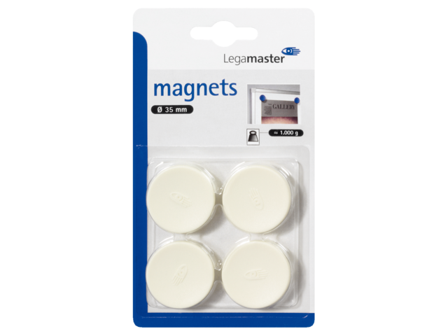 Magneet legamaster 35mm 1000gr wit 4stuks