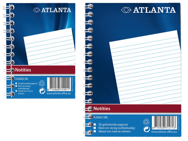 Notitieboek atlanta 2104012600 330x205mm met zijspiraal