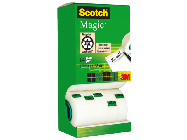 Onzichtbaar plakband scotch magic 810 19mmx33m 12+2 gratis