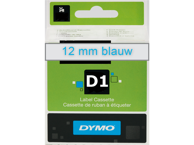 Labeltape dymo 45011 d1 720510 12mmx7m blauw op transparant