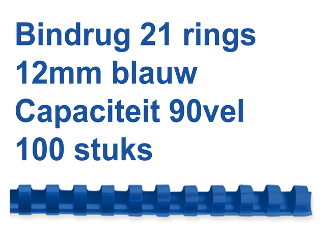 Bindrug gbc 12mm 21rings a4 blauw 100stuks