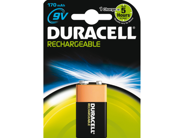 Batterij oplaadbaar duracell 9volt 170mah plus