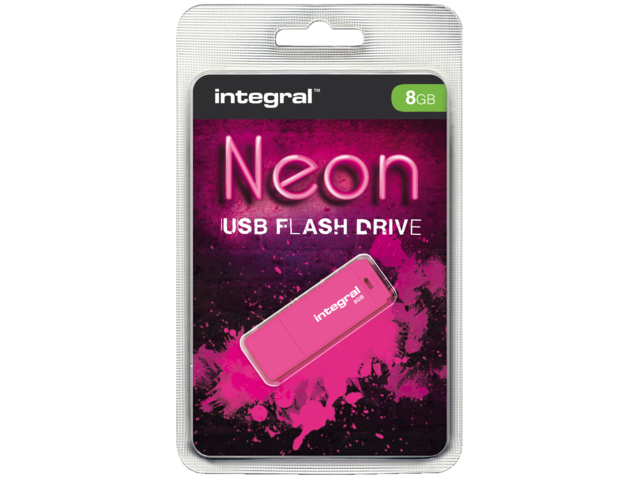 Usb-stick 2.0 integral 8gb neon roze