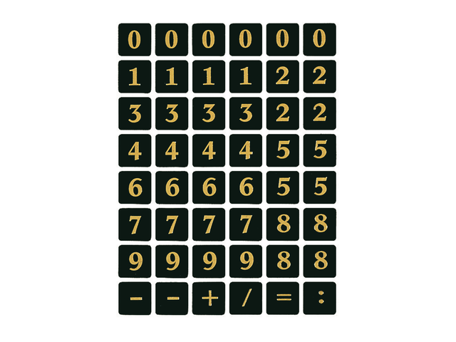 Etiket herma 4131 13x13mm getallen 0-9 zwart op goud