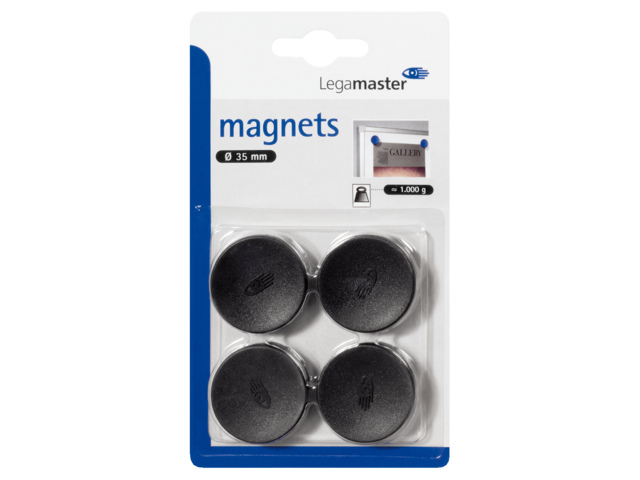 Magneet legamaster 35mm 1000gr zwart 4stuks