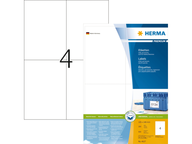 Etiket herma 4627 105x148mm a6 premium wit 800stuks