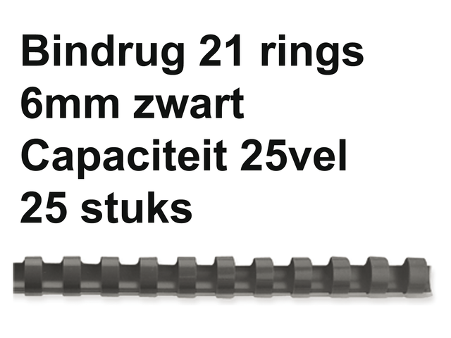 Bindrug gbc 6mm 21rings a4 zwart 25stuks