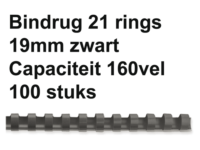 Bindrug gbc 19mm 21rings a4 zwart 100stuks