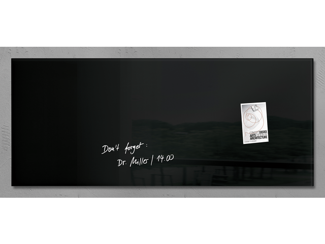 Glasbord sigel magnetisch 1300x550x15mm zwart