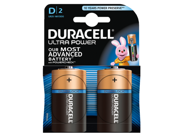 Batterij duracell ultra power 2xd mx1300