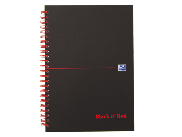 Notitieboek oxford black and red a5 karton ruit 5mm ass.