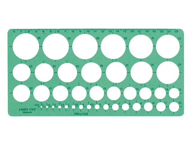 Sjabloon linex 1116s 39 cirkels 1-35mm met inktvoetjes