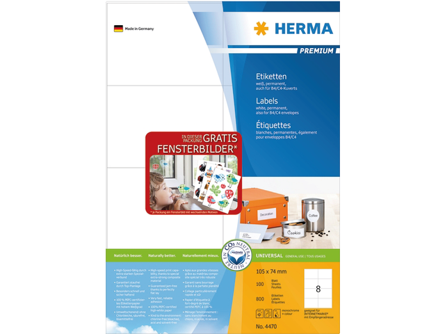 Etiket herma 4470 105x74mm premium wit 800stuks