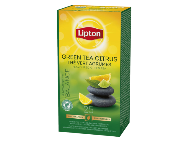 Thee lipton green tea citrus met envelop 25stuks