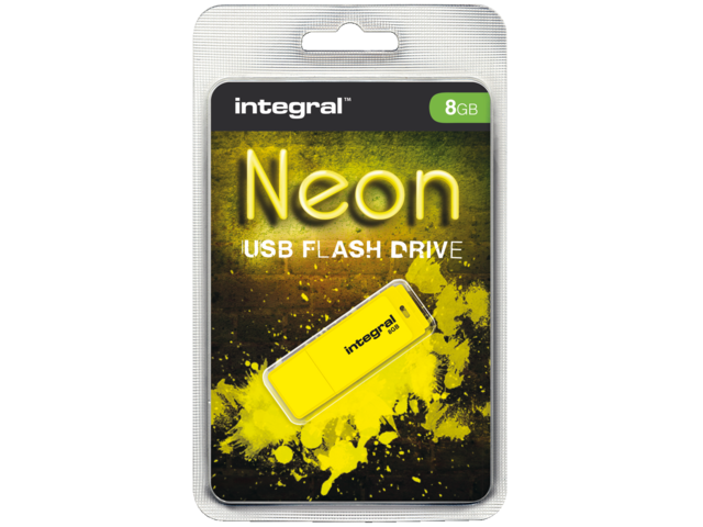 Usb-stick 2.0 integral 8gb neon geel