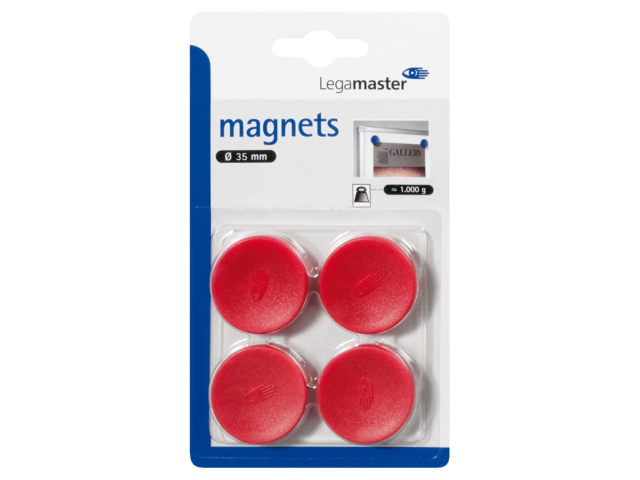Magneet legamaster 35mm 1000gr rood 4stuks