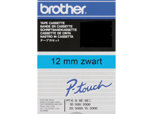 Labeltape brother p-touch tc501 12mm zwart op blauw