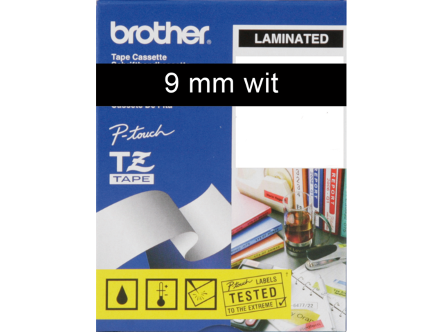 Labeltape brother p-touch tze325 9mm wit op zwart