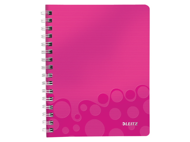 Notitieboek leitz wow a5 spiraal pp lijn roze