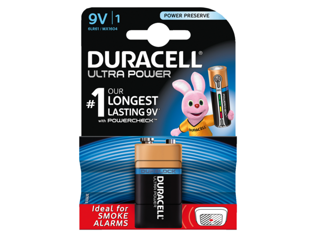 Batterij duracell ultra power 9volt mx1604
