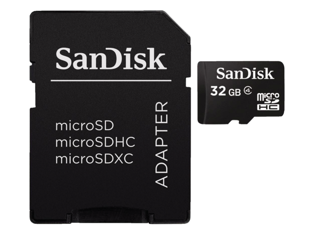 Geheugenkaart sandisk micro sdhc class4 32gb +adapter