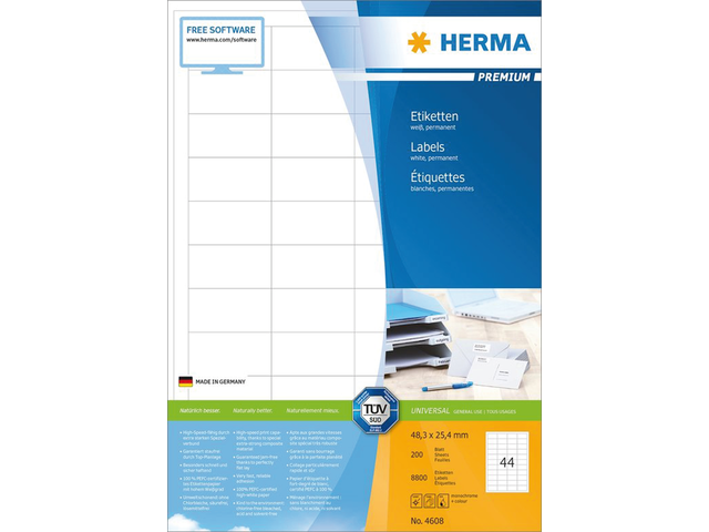 Etiket herma 4608 48.3x25.4mm premium wit 8800stuks