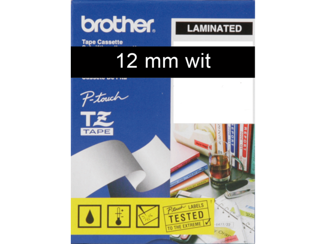 Labeltape brother p-touch tze335 12mm wit op zwart