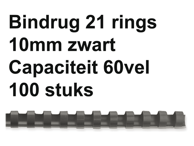 Bindrug gbc 10mm 21rings a4 zwart 100stuks