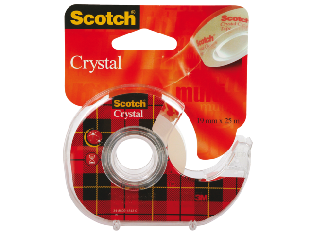 Plakband scotch 600 19mmx25m crystal clear + handafroller