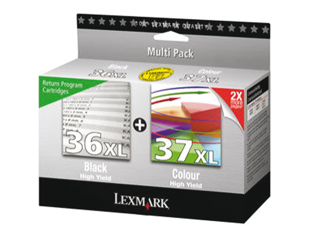 Inkcartridge lexmark 80d2978 36xl + 37xl zwart + kleur hc