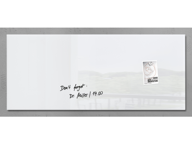 Glasbord sigel magnetisch 1300x550x15mm wit