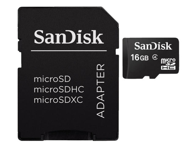 Geheugenkaart sandisk micro sdhc class4 16gb +adapter