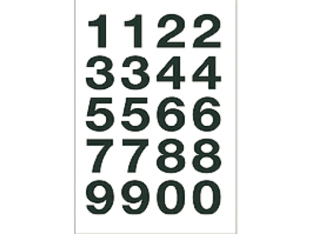 Etiket herma 4136 20x18mm getallen 0-9 zwart op transparant