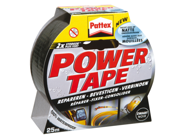 Plakband pattex power tape 50mmx25m zwart
