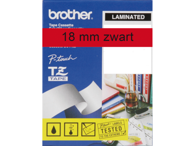 Labeltape brother p-touch tze441 18mm zwart op rood