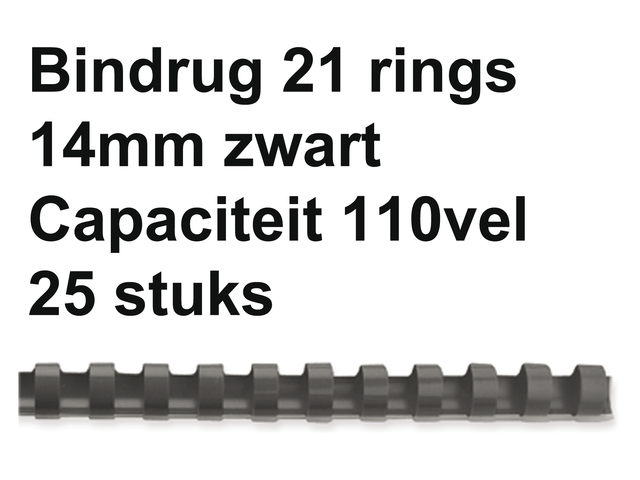 Bindrug fellowes 14mm 21rings a4 zwart 25 stuks
