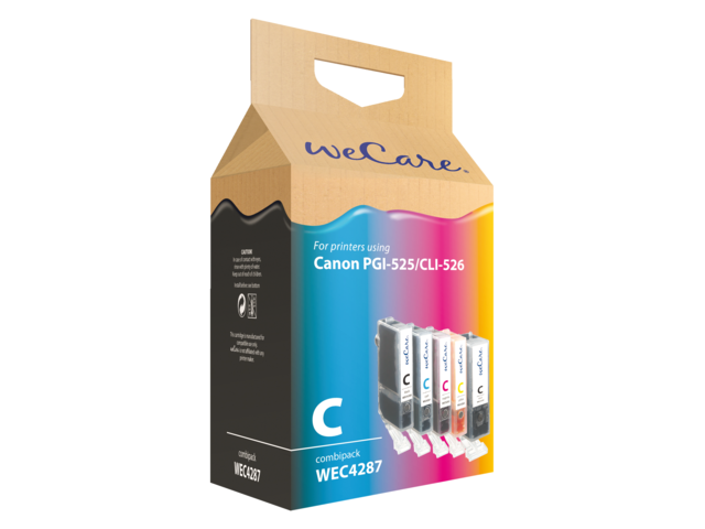 Inkcartridge wecare canon cli-526 pgi-525 zwart + 3 kleuren