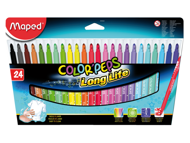 Viltstift maped color'peps in karton ophangdoos 24stuks ass,
